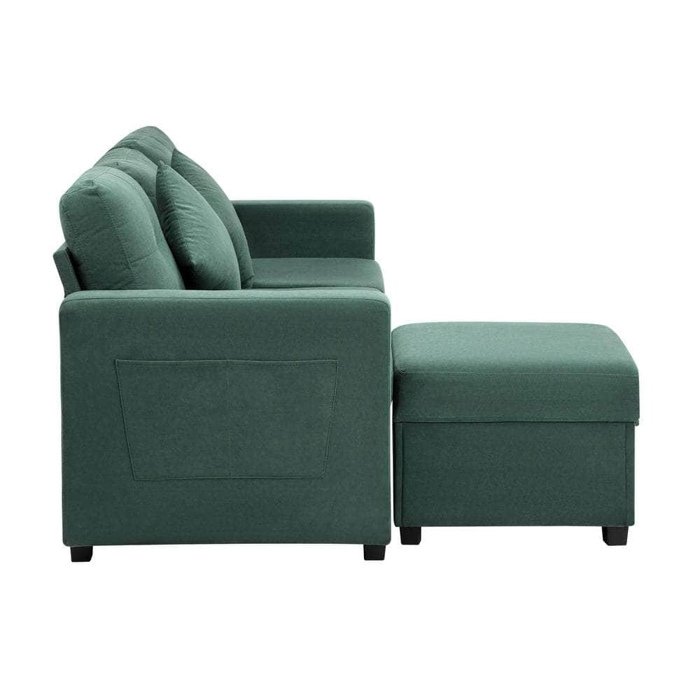 3 Seater Sofa Lounge Set Modular Couch Drawers&Ottoman Velvet Green