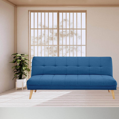 3 Seater Sofa Queen Bed Fabric Uplholstered Lounge Couch - Blue/Grey