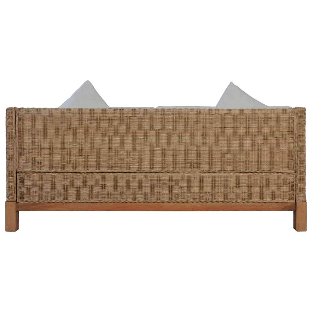 3-Seater Sofa with Cushions Natural Rattan