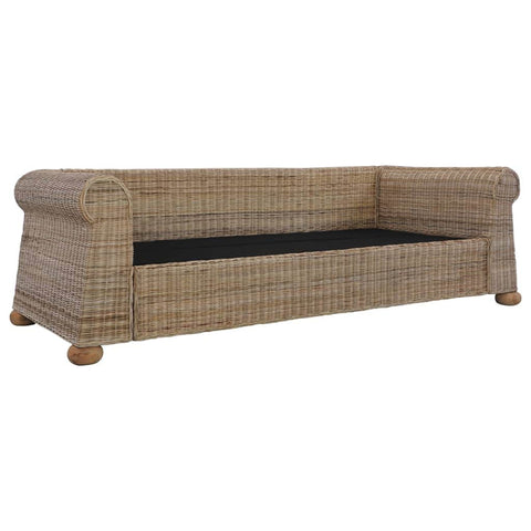 3-Seater Sofa with Cushions Natural Rattan