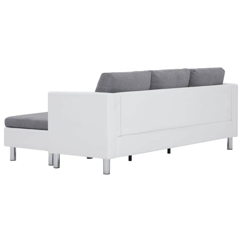 3-Seater Sofa with Cushions White Leather