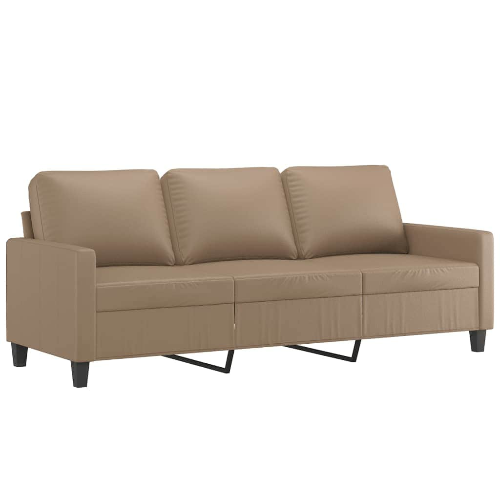 3-Seater Sofa with Footstool Cappuccino Faux Leather