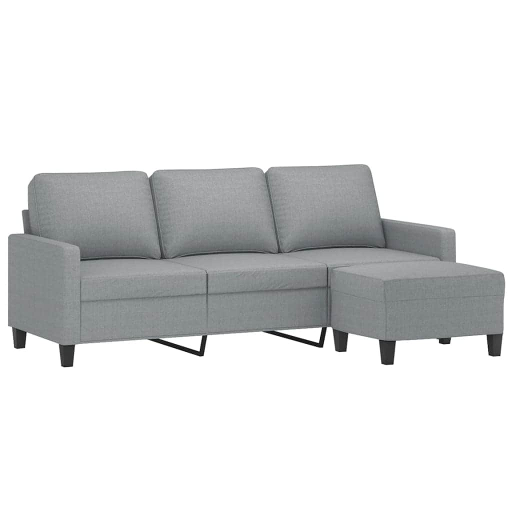 3-Seater Sofa with Footstool Light Grey