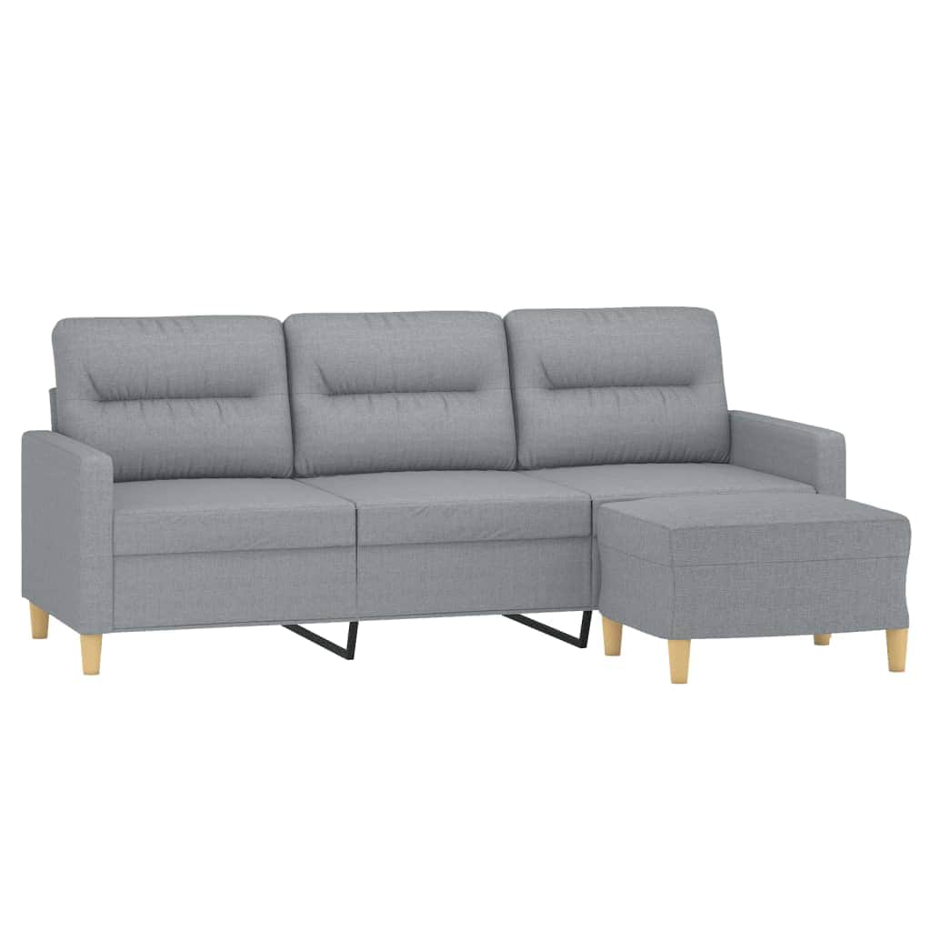 3-Seater Sofa with Footstool Light Grey