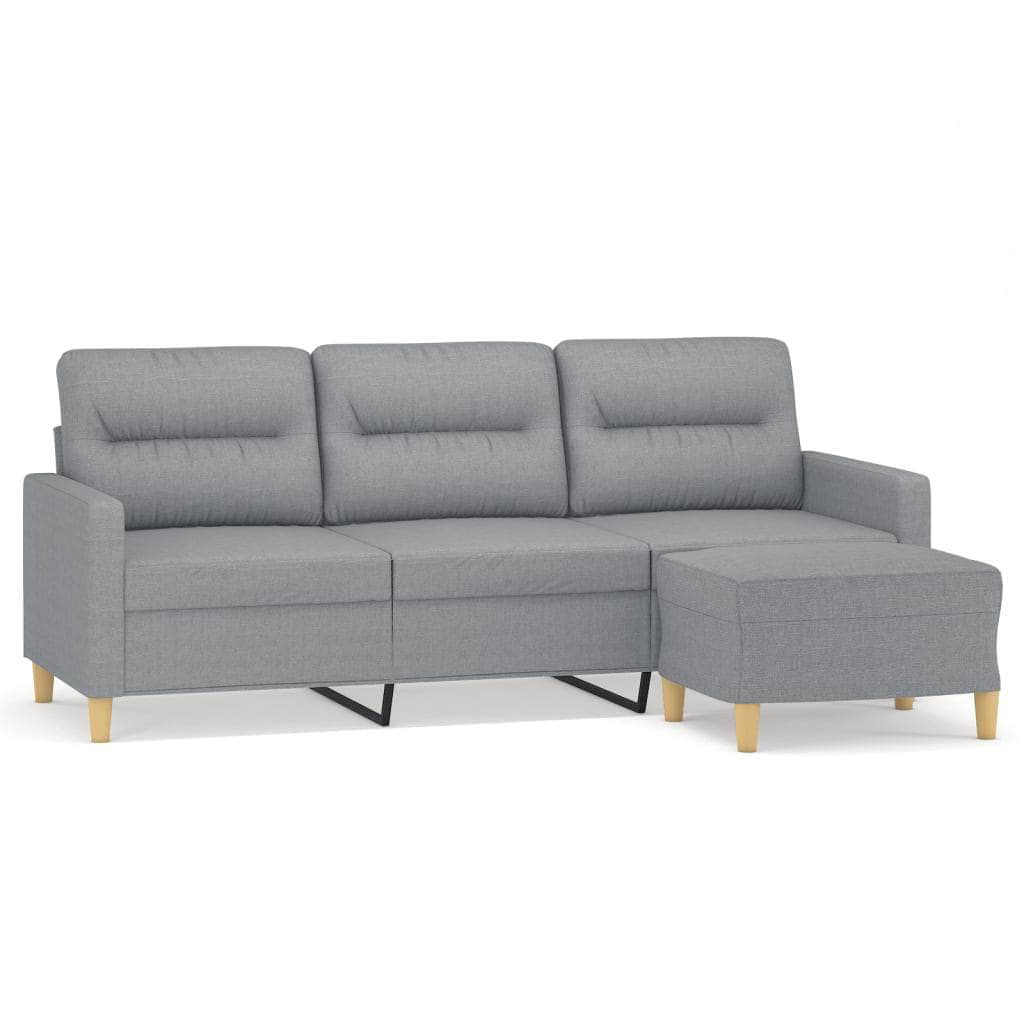 3-Seater Sofa with Footstool Light Grey