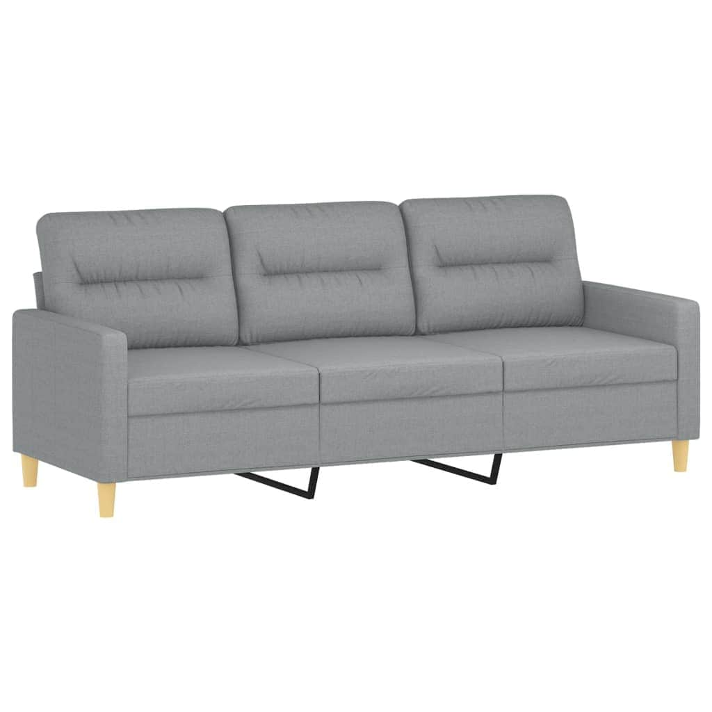 3-Seater Sofa with Footstool Light Grey