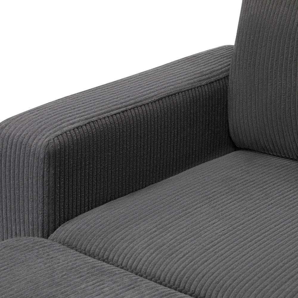 3 Seater Sofa with Ottoman Velvet Grey