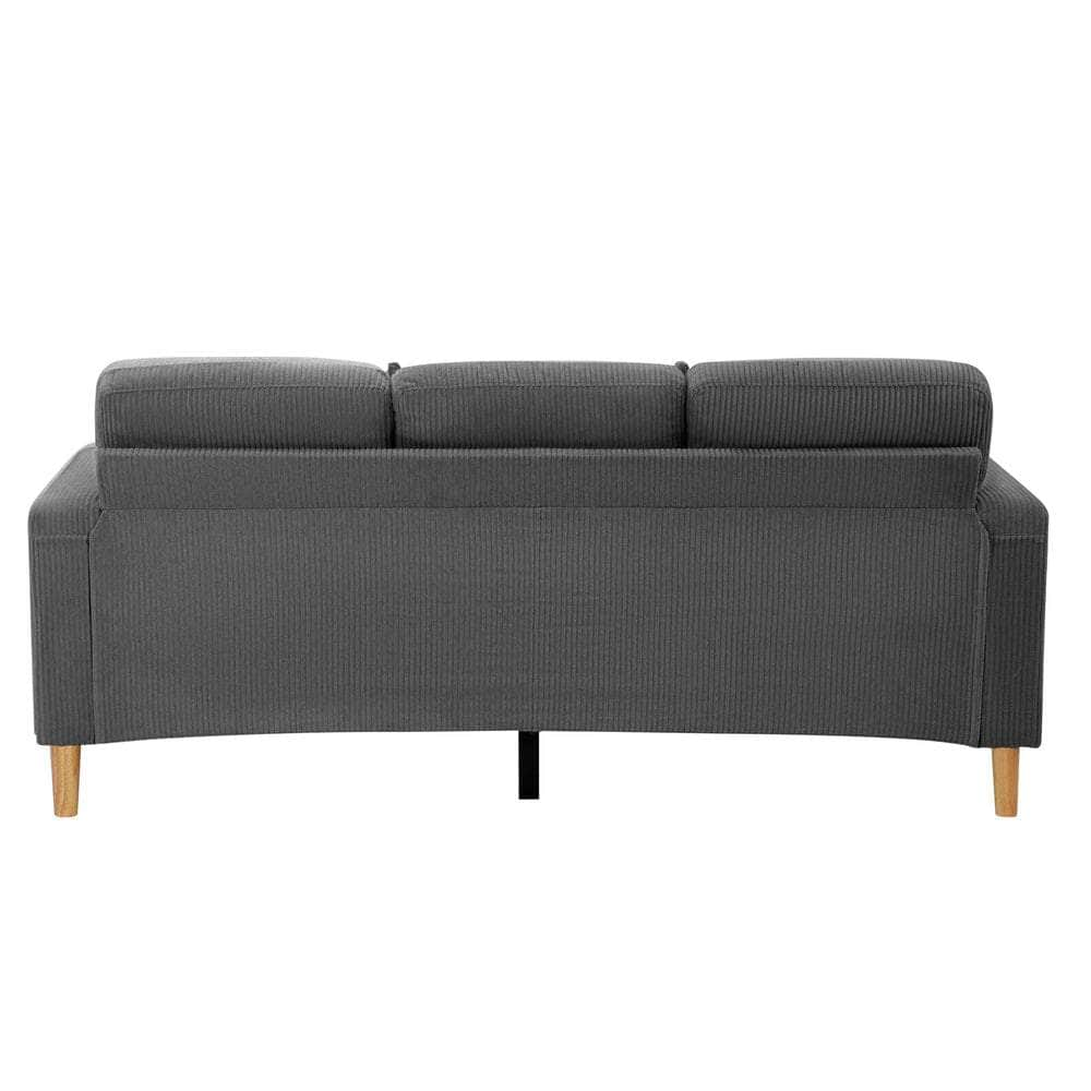 3 Seater Sofa with Ottoman Velvet Grey