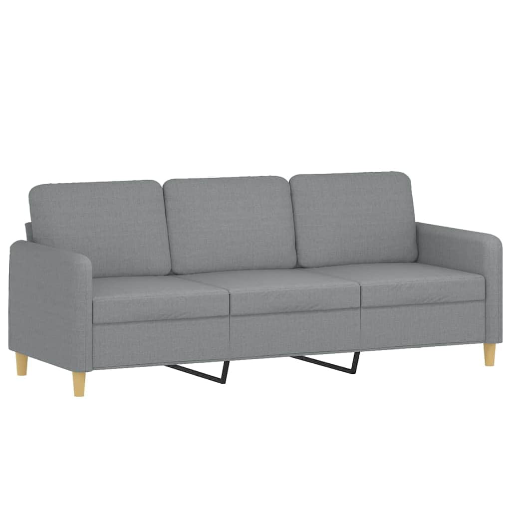 3-Seater Sofa with Throw Pillows Light Grey