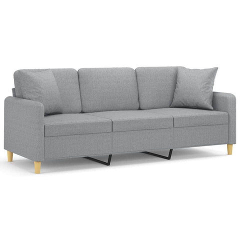 3-Seater Sofa with Throw Pillows Light Grey