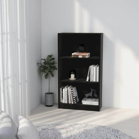 3-Tier Book Cabinet Black / Chipboard