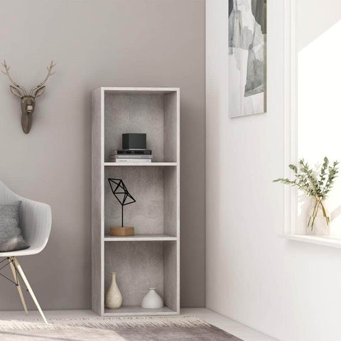 3-Tier Book Cabinet Concrete Grey - Chipboard