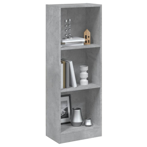 3-Tier Book Cabinet Concrete Grey  Chipboard