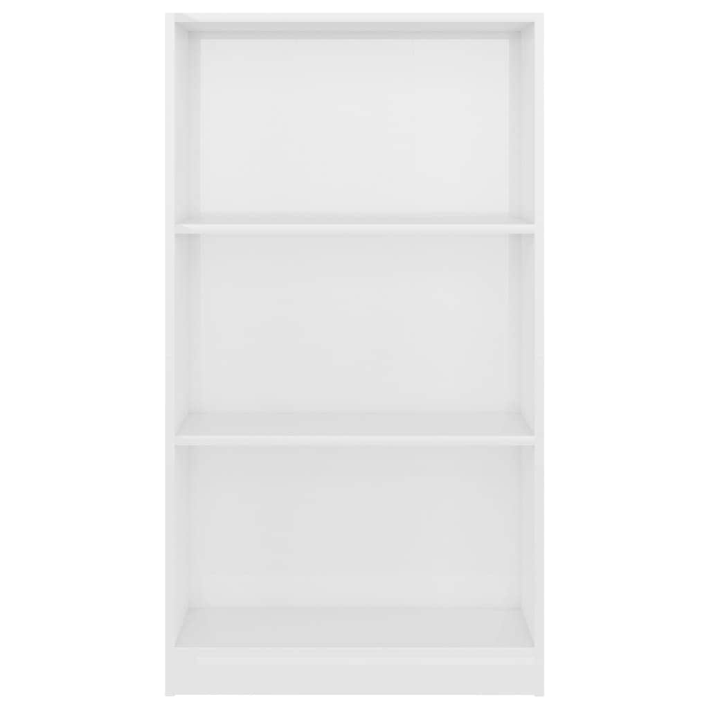 3-Tier Book Cabinet High Gloss White, Chipboard