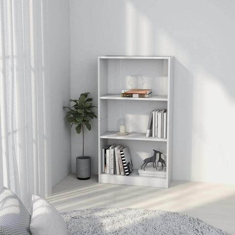 3-Tier Book Cabinet High Gloss White, Chipboard