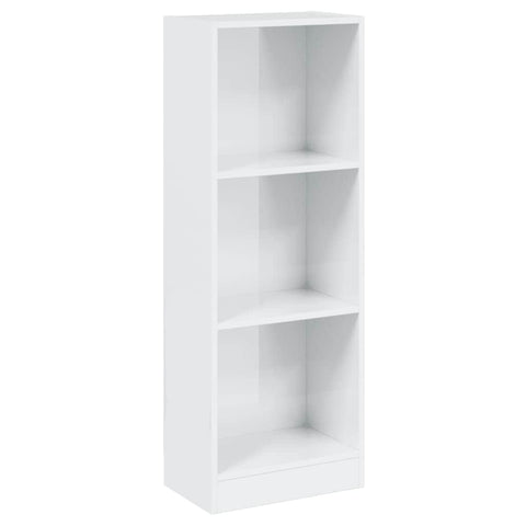 3-Tier Book Cabinet High Gloss White/Chipboard