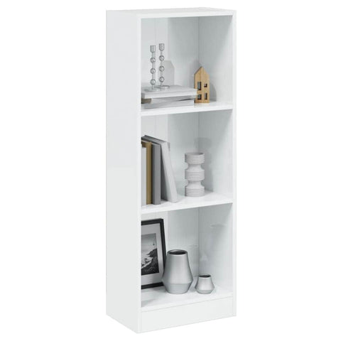 3-Tier Book Cabinet High Gloss White/Chipboard