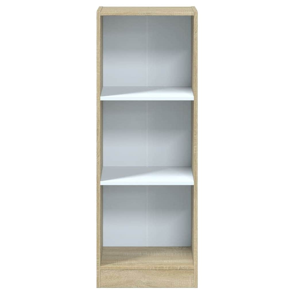 3-Tier Book Cabinet White and Sonoma OakChipboard