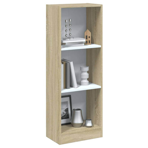 3-Tier Book Cabinet White and Sonoma OakChipboard