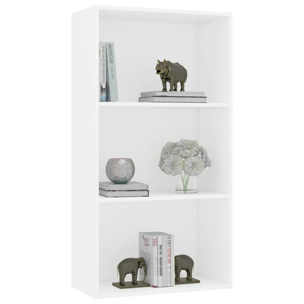 3-Tier Book Cabinet White Chipboard