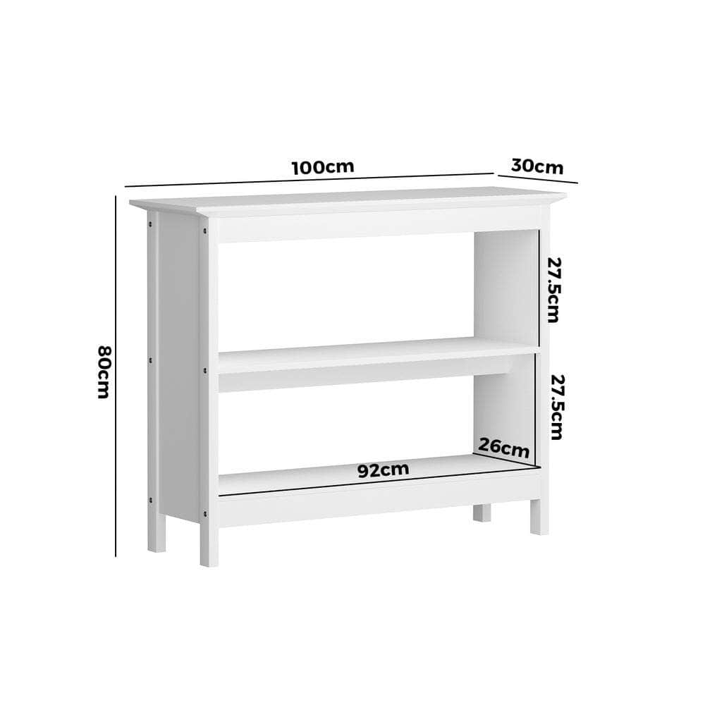 3-Tier Console Table Open Shelf Wooden White