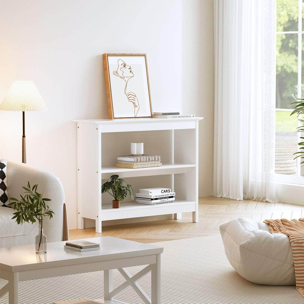 3-Tier Console Table Open Shelf Wooden White