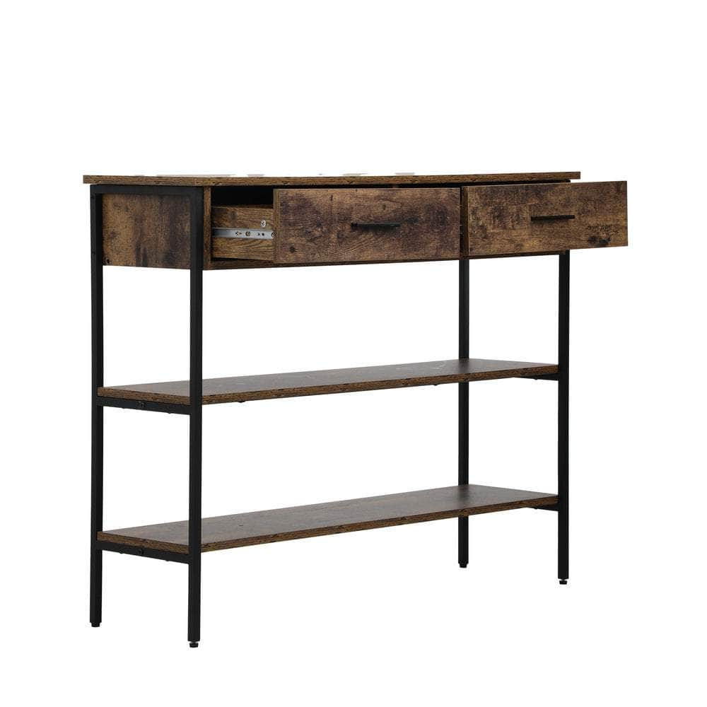 3-Tier Console Table with 2 Drawers