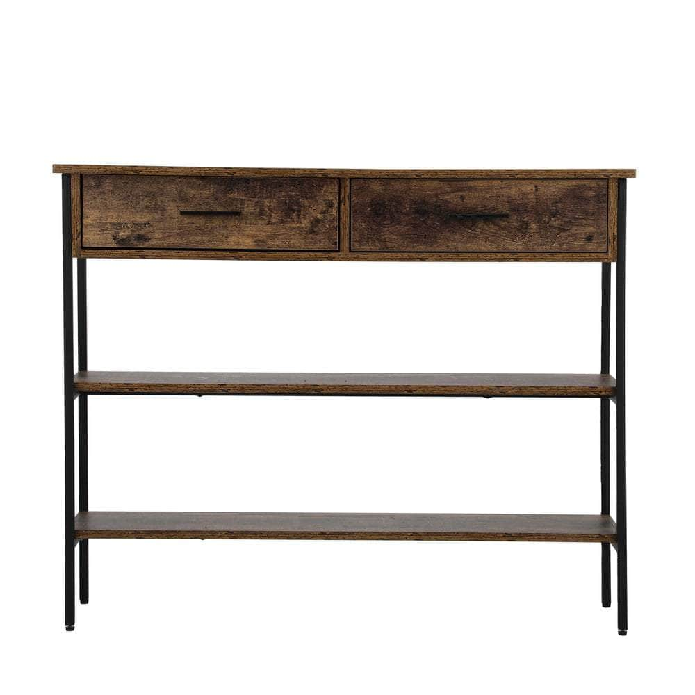 3-Tier Console Table with 2 Drawers