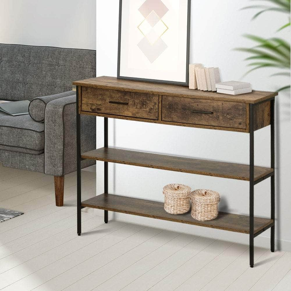 3-Tier Console Table with 2 Drawers