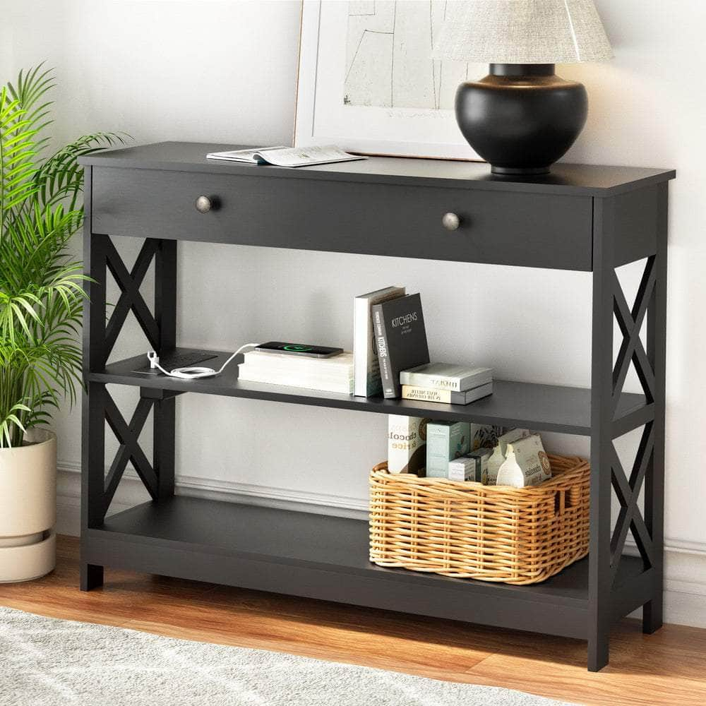 3-Tier Console Table with USB Outlets