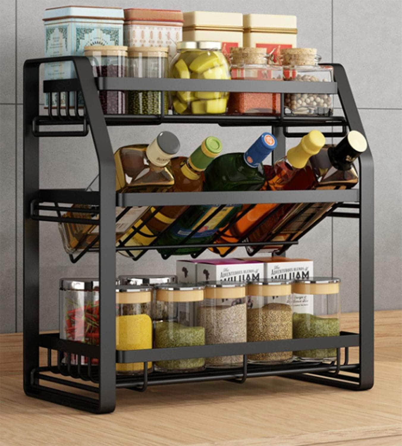 3-Tier Detachable Spice Rack Storage Organiser For Kitchen Countertop