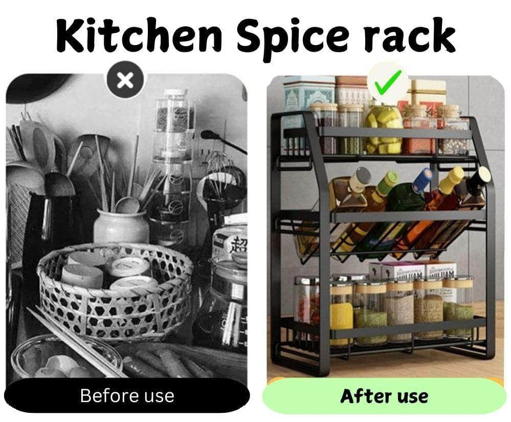 3-Tier Detachable Spice Rack Storage Organiser For Kitchen Countertop