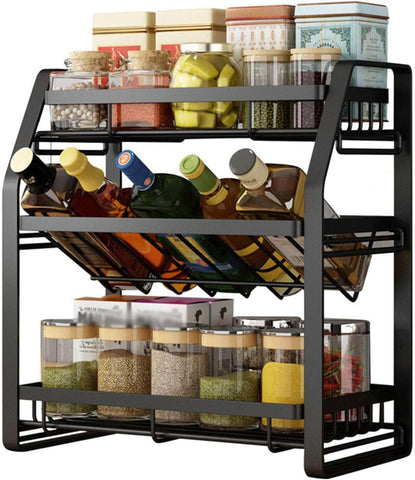 3-Tier Detachable Spice Rack Storage Organiser For Kitchen Countertop