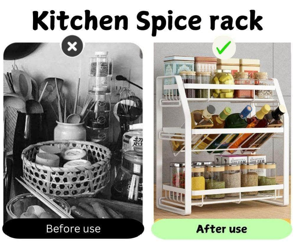 3-Tier Detachable Spice Rack Storage Organiser For Kitchen Countertop