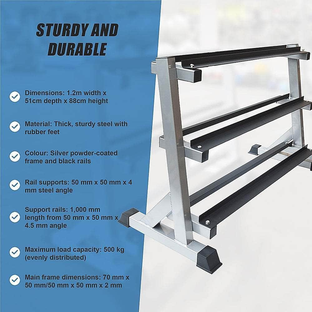 3-Tier Dumbbell Rack - Weight Storage