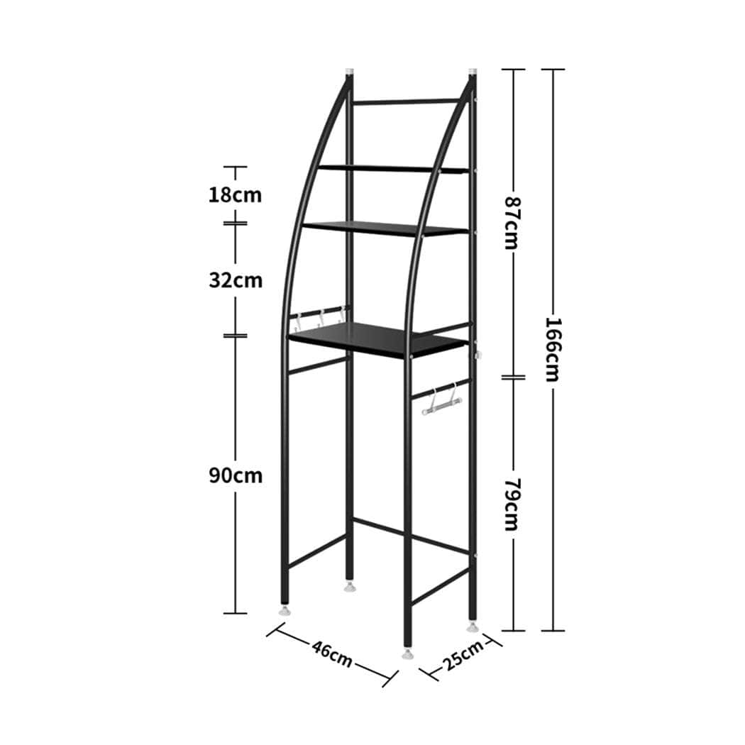 3 Tier Over Toilet Storage Shelf Black