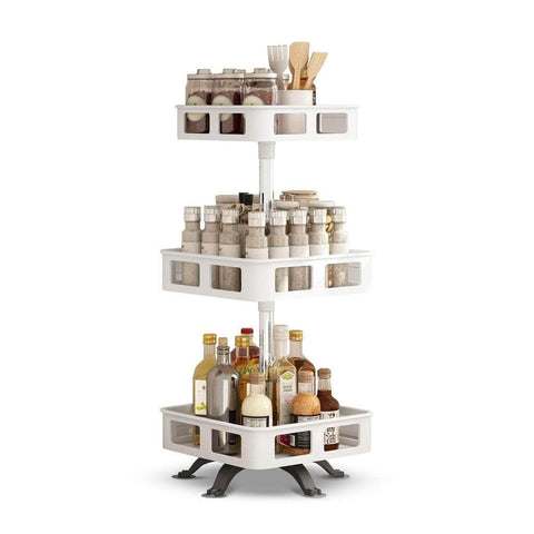 3 Tier Rotating Spice Rack Square Shape White/Black