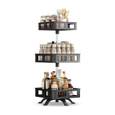 3 Tier Rotating Spice Rack Square Shape White/Black