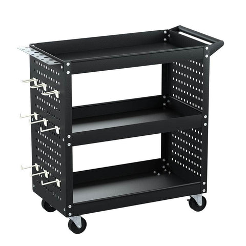 3-Tier Tool Cart Trolley - Garage Storage w/Pegboard