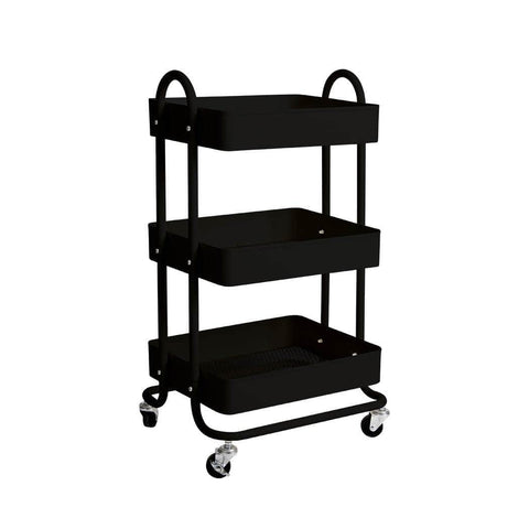 3 Tiers Kitchen Trolley Cart Black