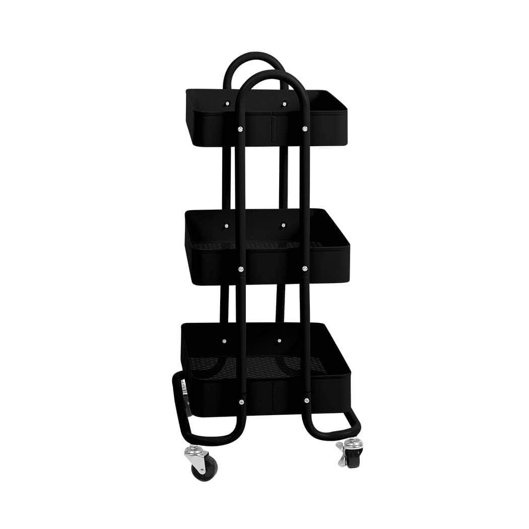 3 Tiers Kitchen Trolley Cart Black