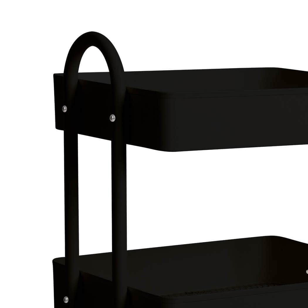 3 Tiers Kitchen Trolley Cart Black