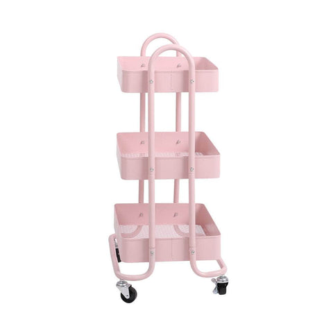 3 Tiers Kitchen Trolley Cart Pink