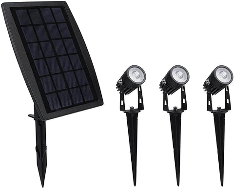 3 X Led Spotlights Powered Solar Garden Lights Outdoor Waterproof (Warm White)