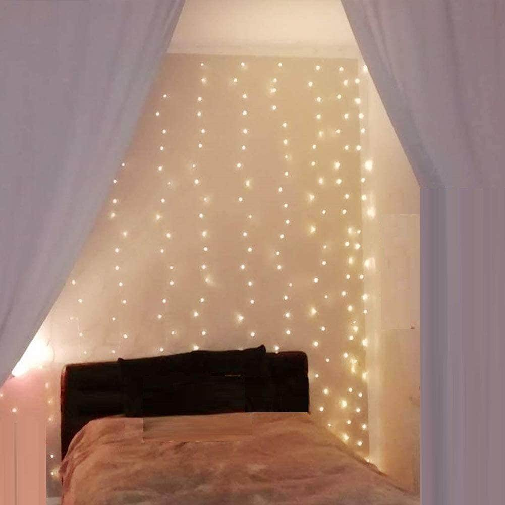 300 Leds Curtain Fairy Lights With Remote Control (Warm White)