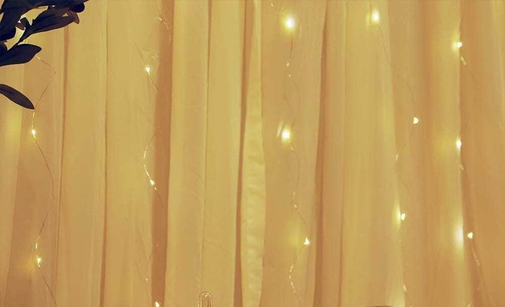 300 Leds Curtain Fairy Lights With Remote Control (Warm White)