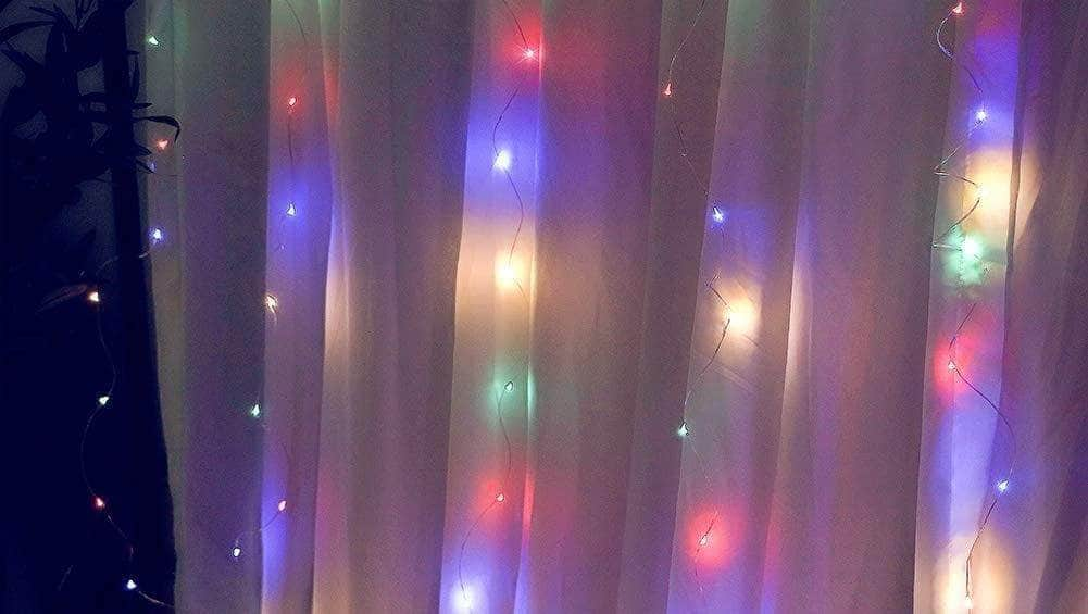 300 Leds Window Curtain Fairy Lights 8 Modes And Remote Control(Multicolor)