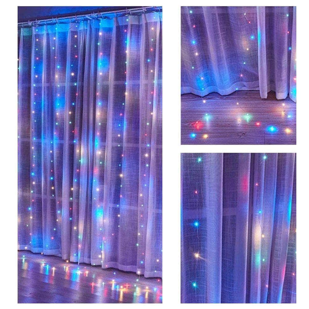 300 Leds Window Curtain Fairy Lights 8 Modes And Remote Control(Multicolor)