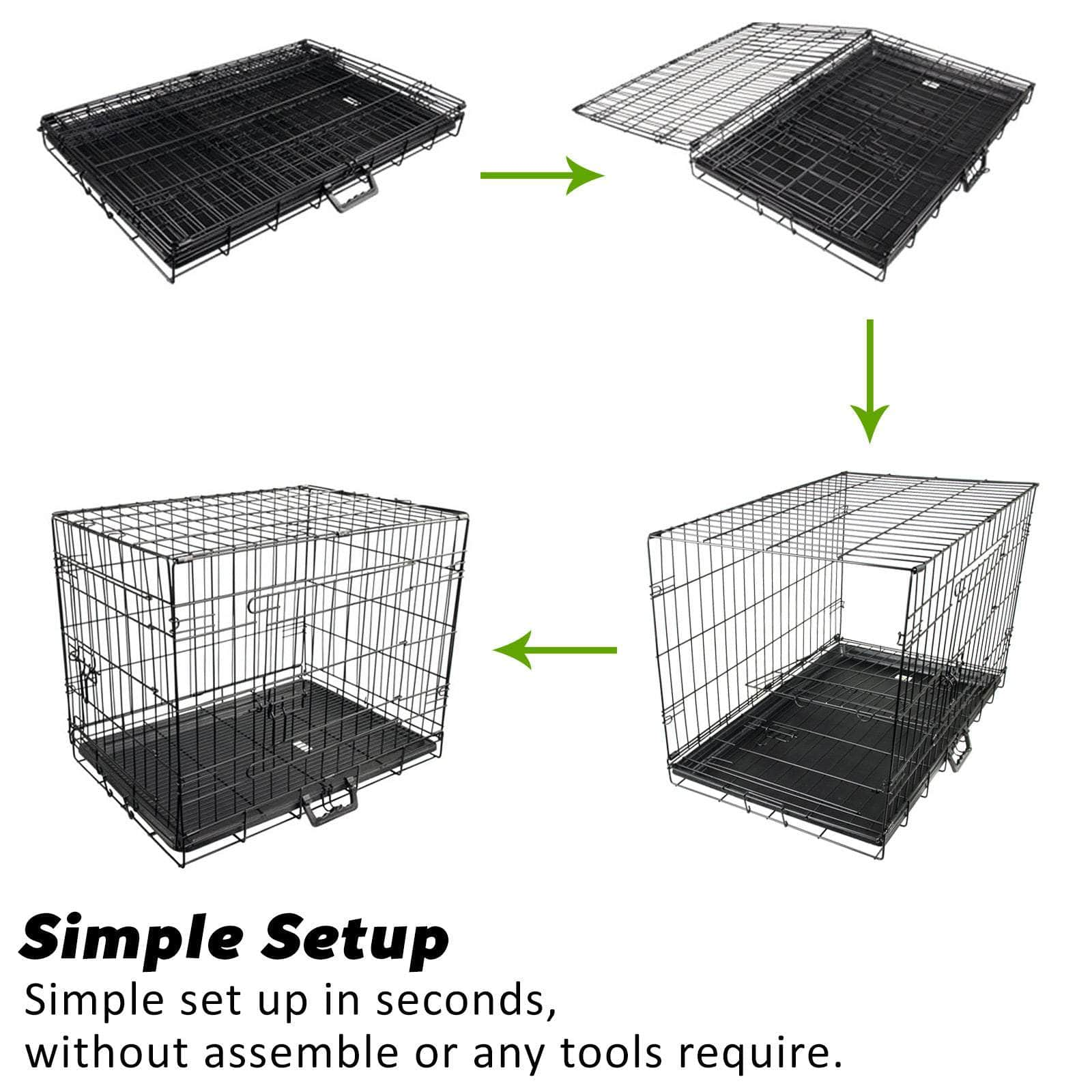 30in Wire Dog Crate w/ Tray, Cushion & Blue Cover