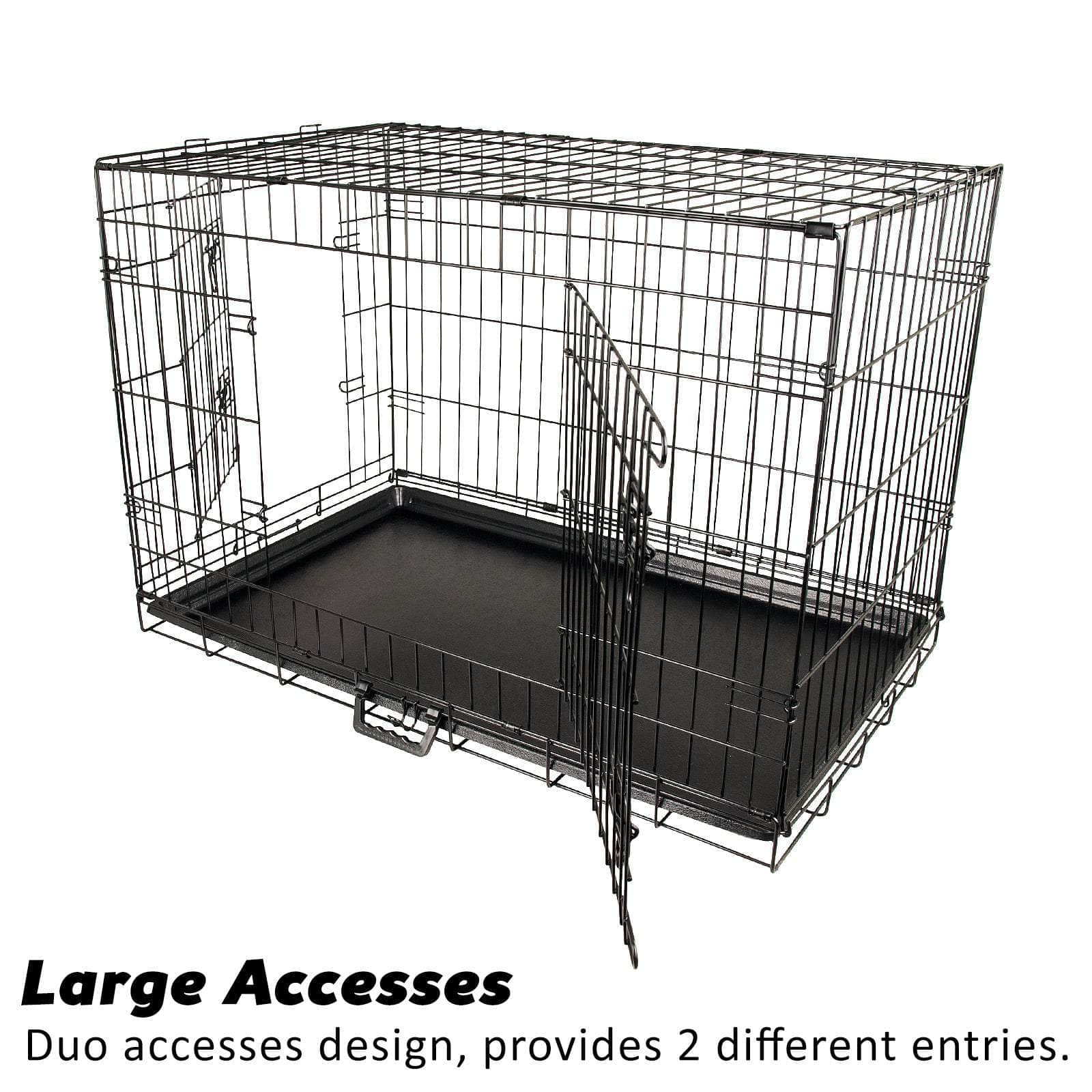 30in Wire Dog Crate w/ Tray, Cushion & Blue Cover